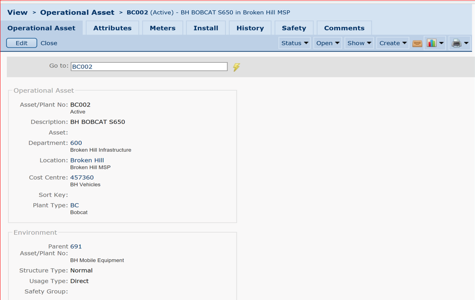 screenshot of Mainpac EAM